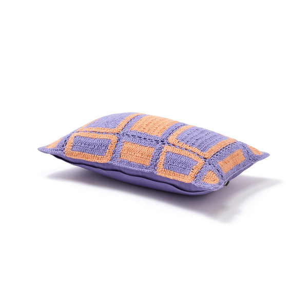 スクエアクロシェ クッションカバー 400×250 パープル×オレンジ（118