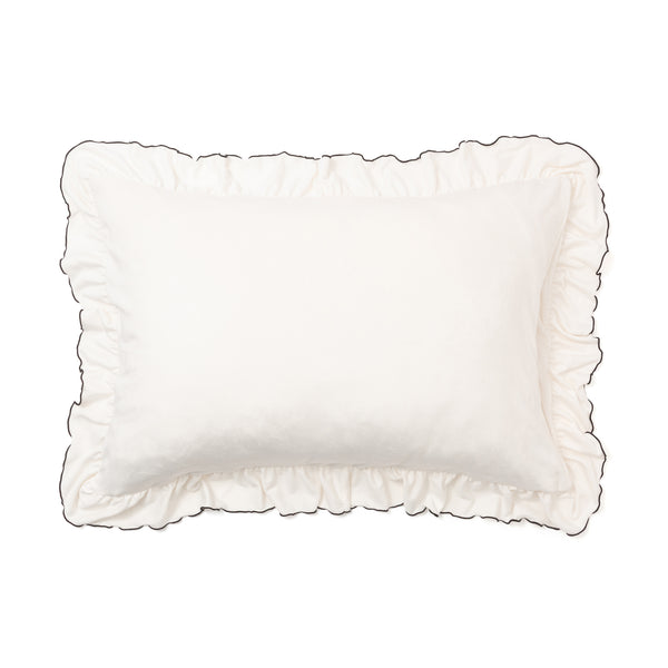 WARMY アルガンオイル加工 フリル まくらカバー ホワイト×ブラック