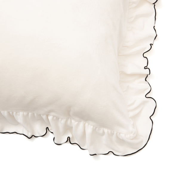 WARMY アルガンオイル加工 フリル まくらカバー ホワイト×ブラック