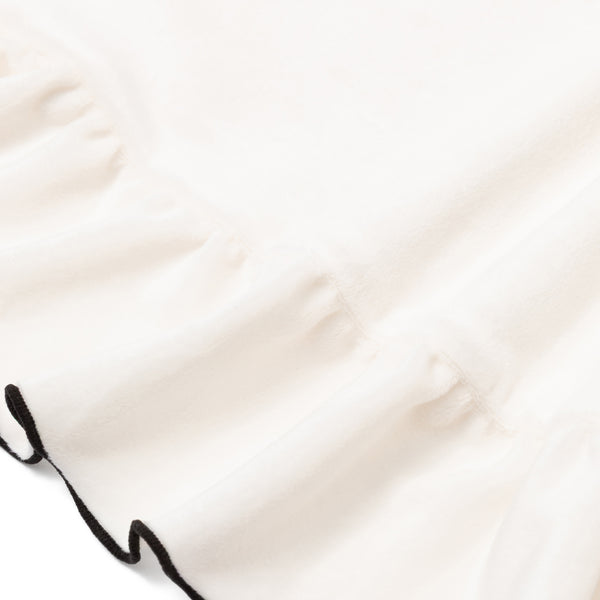 WARMY アルガンオイル加工 フリル まくらカバー ホワイト×ブラック