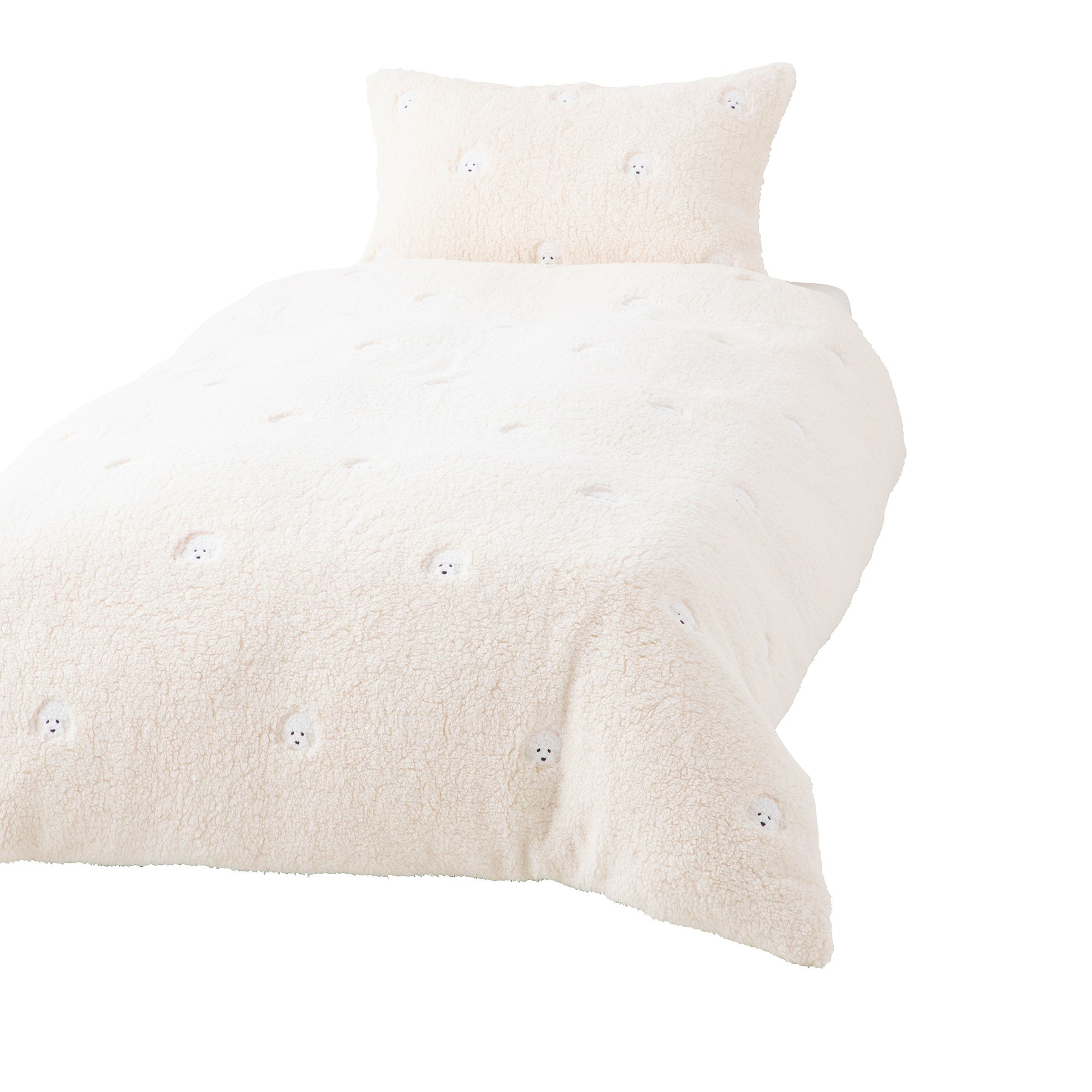 WARMY プードル×ボア 掛け布団カバー セミダブル アイボリー  