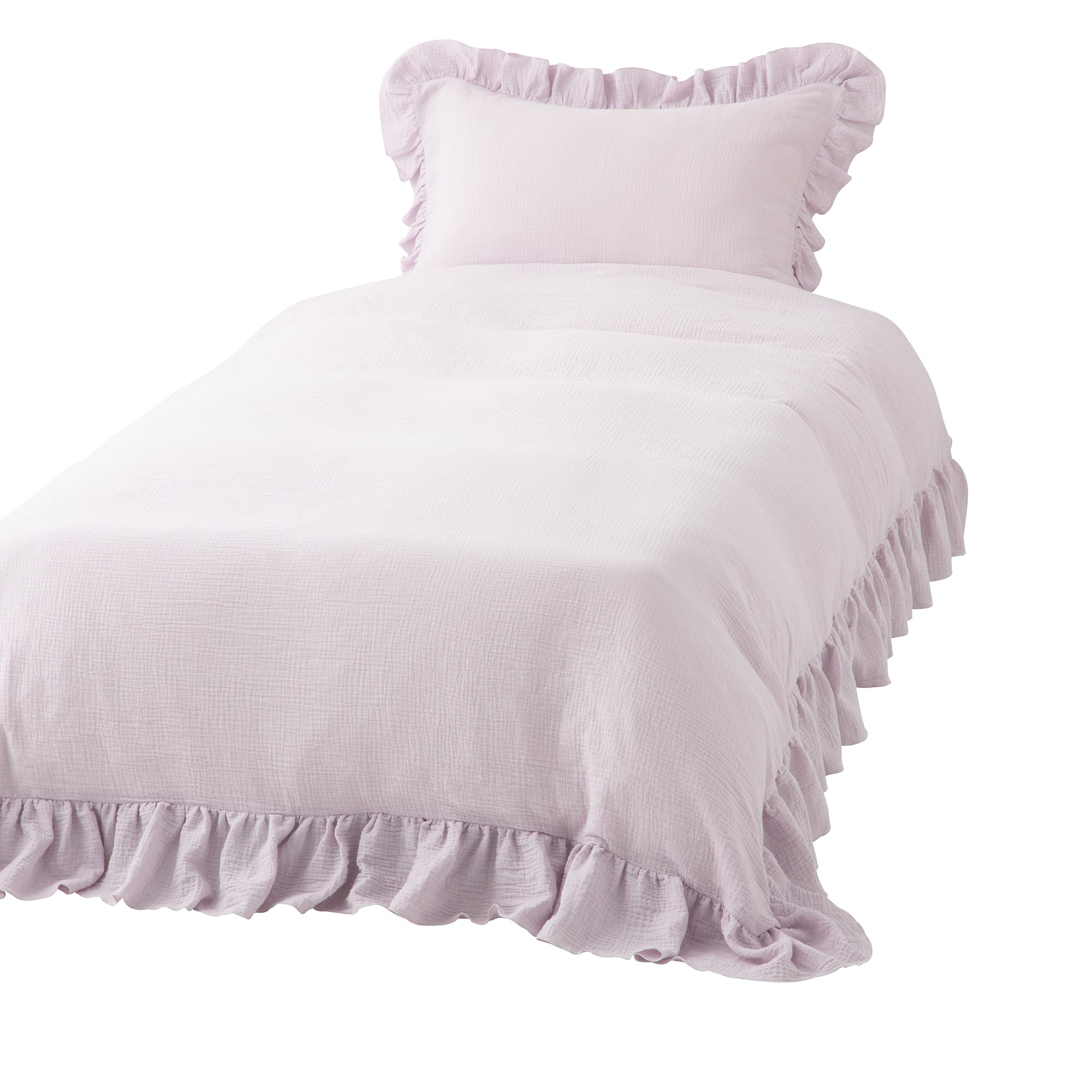 フリル ガーゼ 掛け布団カバー シングル ライトパープル | Francfranc