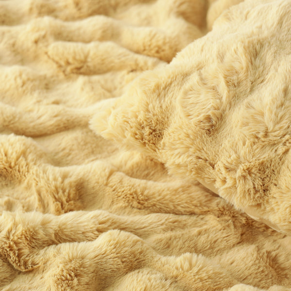 WARMY ポコモコファー 掛け布団カバー ダブル イエロー