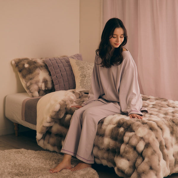 WARMY ポコモコファー 掛け布団カバー ダブル グレー