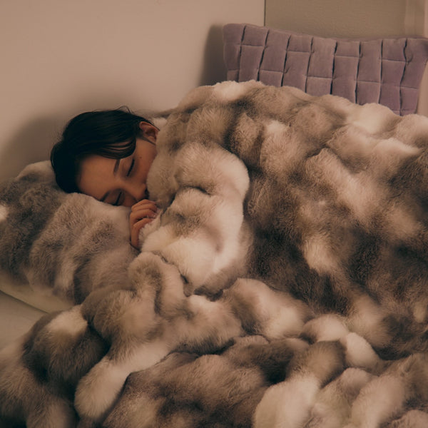 WARMY ポコモコファー 掛け布団カバー ダブル グレー