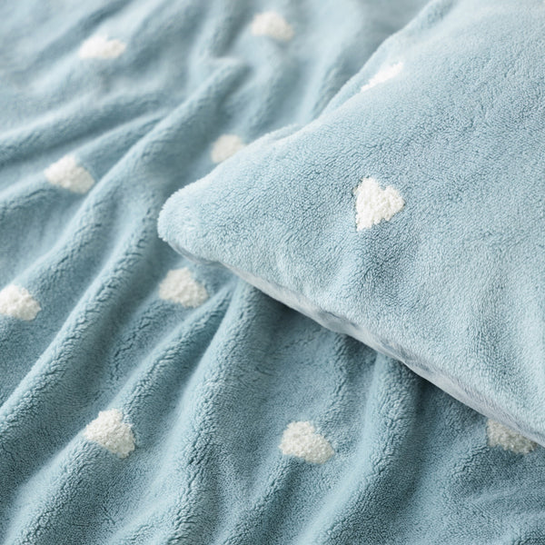 WARMY ハート 掛け布団カバー ダブル ブルー