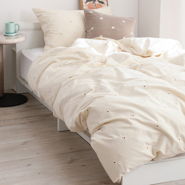 デイジーエンブロイダリー 掛け布団カバー セミダブル アイボリー