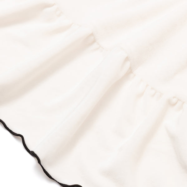 WARMY アルガンオイル加工 フリル 掛け布団カバー セミダブル ホワイト×ブラック