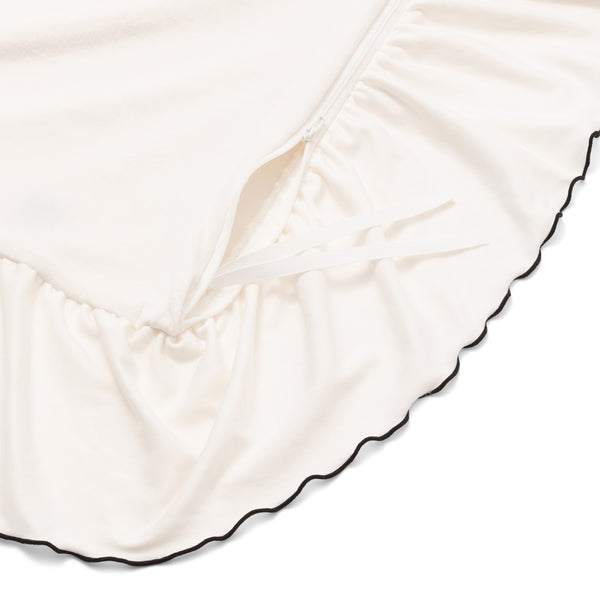 WARMY アルガンオイル加工 フリル 掛け布団カバー ダブル ホワイト×ブラック