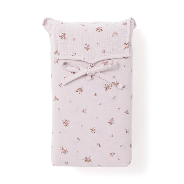 フリル ガーゼ スモールフラワー 掛け布団カバー シングル ピンク