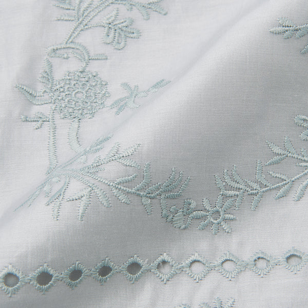 フラワースクエアエンブロイダリー 掛け布団カバー セミダブル ライトグレー