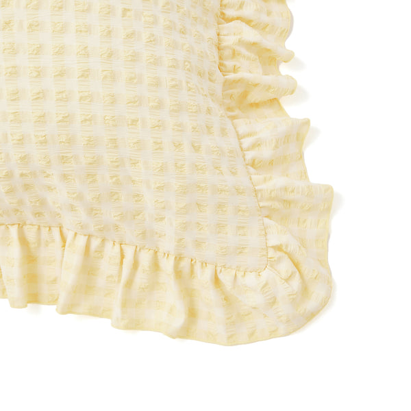 フリルチェック 寝具カバーセット シングル アイボリー×イエロー