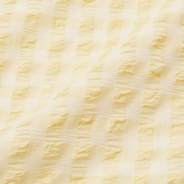 フリルチェック 寝具カバーセット シングル アイボリー×イエロー