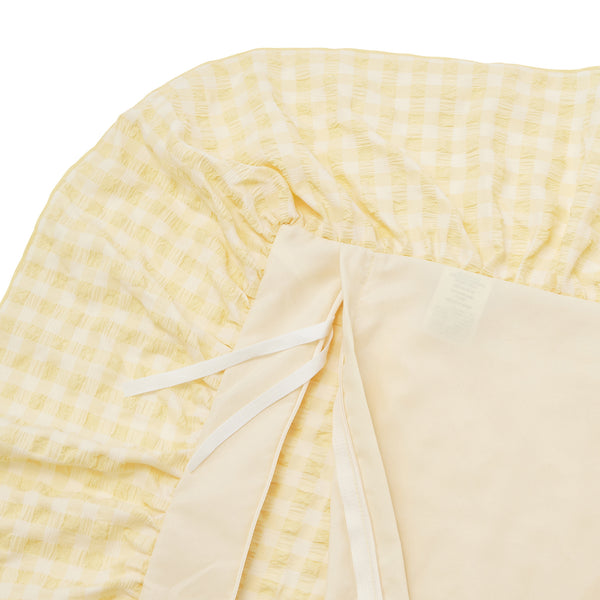 フリルチェック 寝具カバーセット シングル アイボリー×イエロー