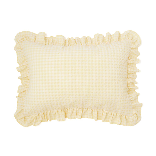 フリルチェック 寝具カバーセット セミダブル アイボリー×イエロー