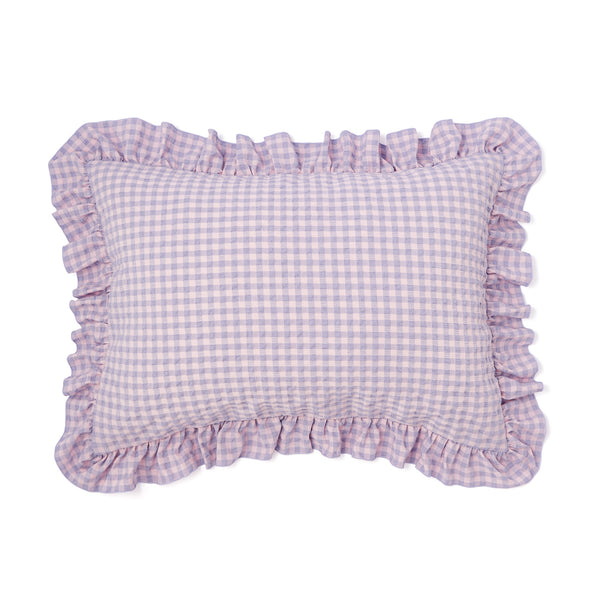 フリルチェック 寝具カバーセット シングル ピンク×パープル