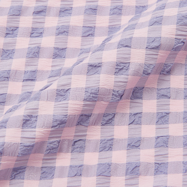 フリルチェック 寝具カバーセット ダブル ピンク×パープル