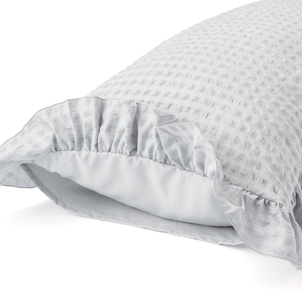 フリルチェック 寝具カバーセット ダブル グレー