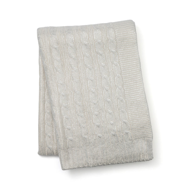 シャイニーケーブルニットスロー（ひざ掛け） 1400×1000 アイボリー