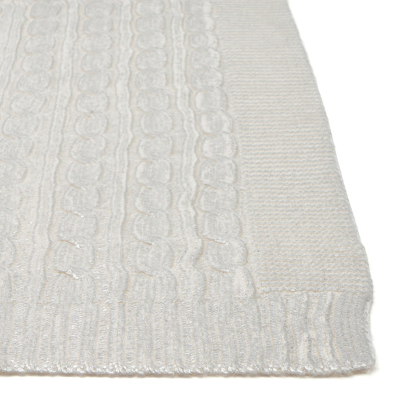 シャイニーケーブルニットスロー（ひざ掛け） 1400×1000 アイボリー