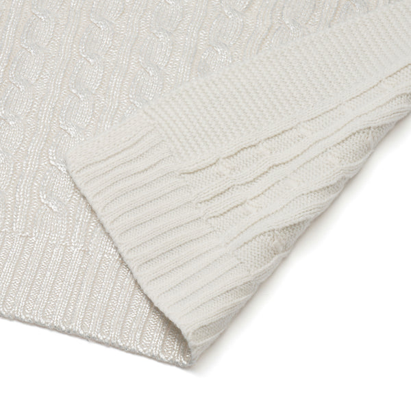 シャイニーケーブルニットスロー（ひざ掛け） 1400×1000 アイボリー