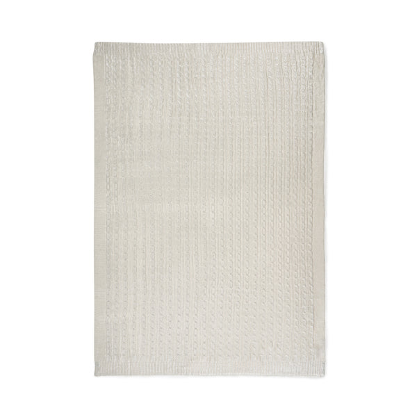 シャイニーケーブルニットスロー（ひざ掛け） 1400×1000 アイボリー