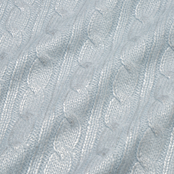 シャイニーケーブルニットスロー（ひざ掛け） 1400×1000 ライトブルー
