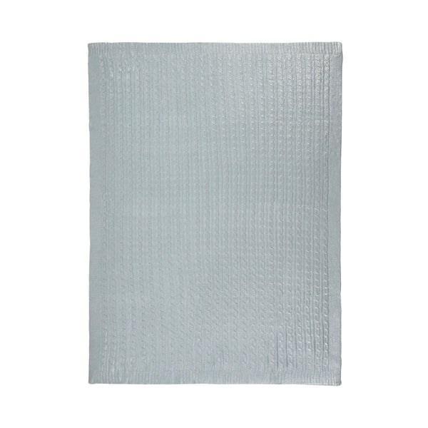 シャイニーケーブルニットスロー（ひざ掛け） 1400×1000 ライトブルー