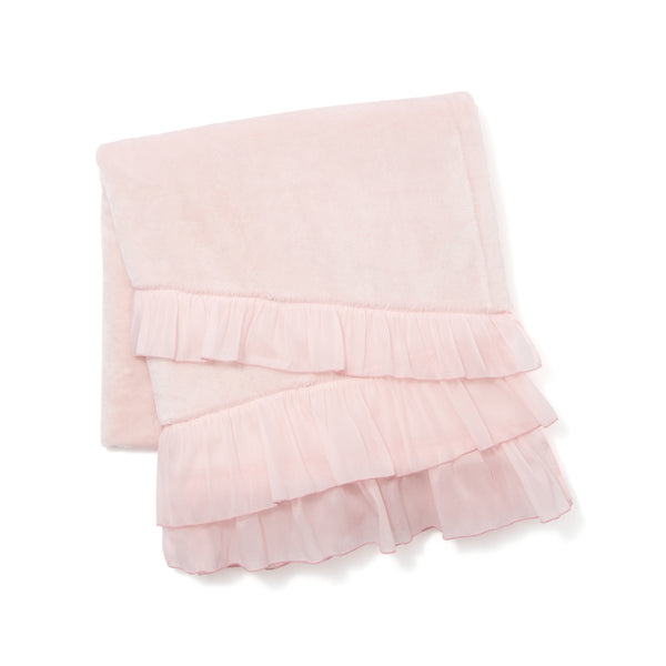 なめらか フリル スロー（ひざ掛け） 1500×800 ピンク