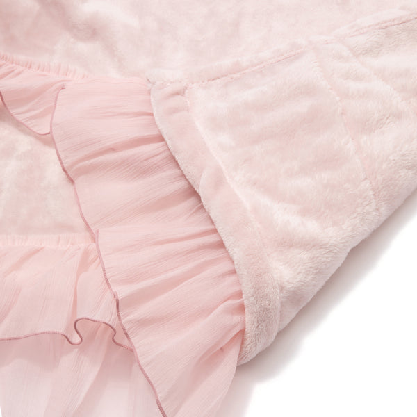 なめらか フリル スロー（ひざ掛け） 1500×800 ピンク