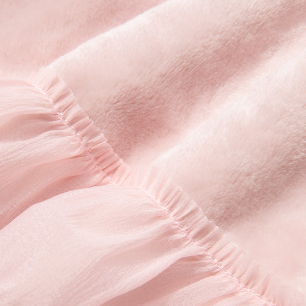 なめらか フリル スロー（ひざ掛け） 1500×800 ピンク