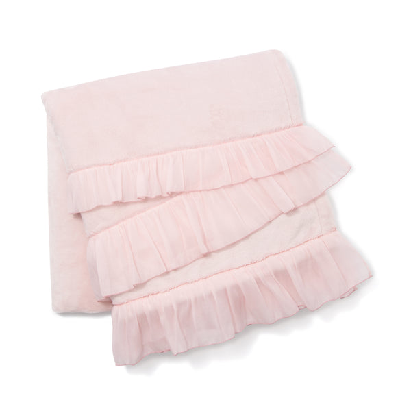 なめらか フリル スロー（ひざ掛け） 1700×1300 ピンク