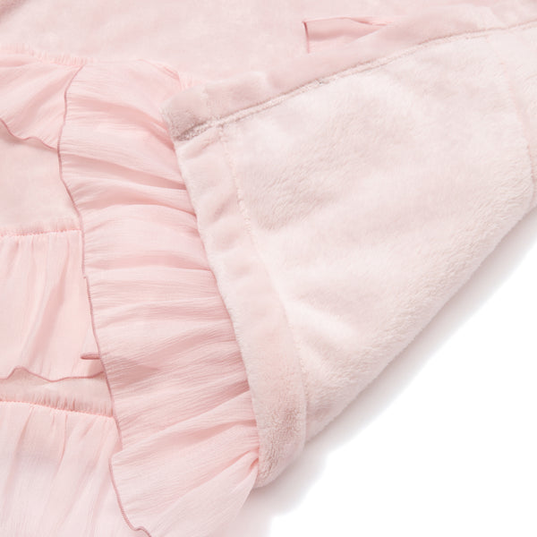 なめらか フリル スロー（ひざ掛け） 1700×1300 ピンク
