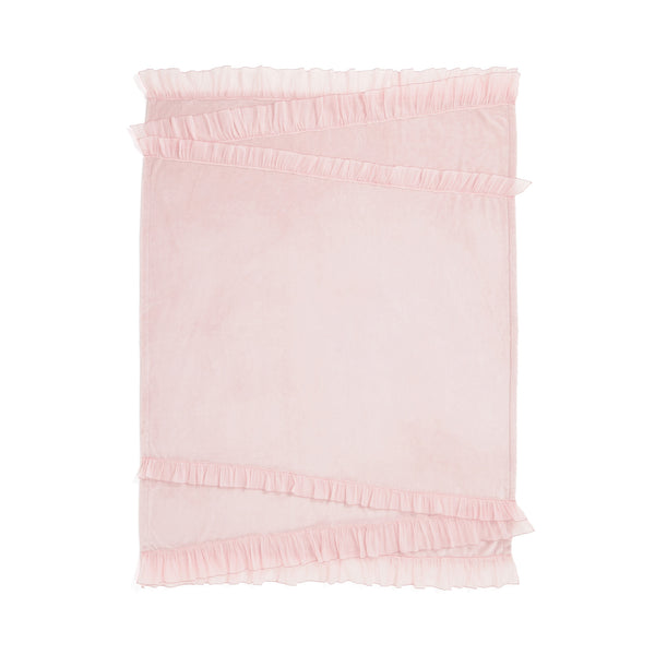 なめらか フリル スロー（ひざ掛け） 1700×1300 ピンク