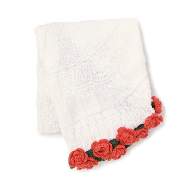 フラワーブーケスロー（ひざ掛け） Φ900 レッド