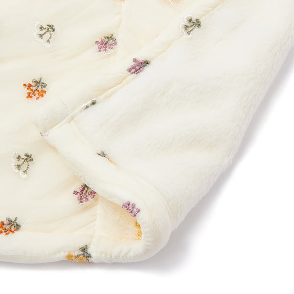 チュールエンブロイダリー スロー（ひざ掛け） 1400×1000 アイボリー