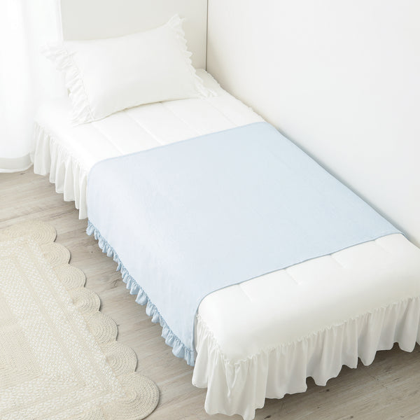 フリルチェックポータブルスロー 1400×1000 ブルー