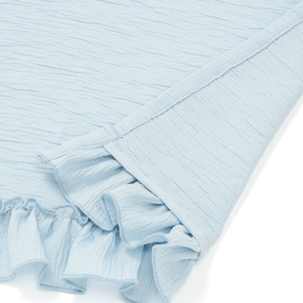 フリルチェックポータブルスロー 1400×1000 ブルー