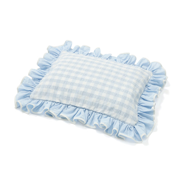 フリルチェックポータブルスロー 1400×1000 ブルー