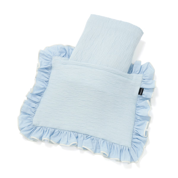 フリルチェックポータブルスロー 1400×1000 ブルー