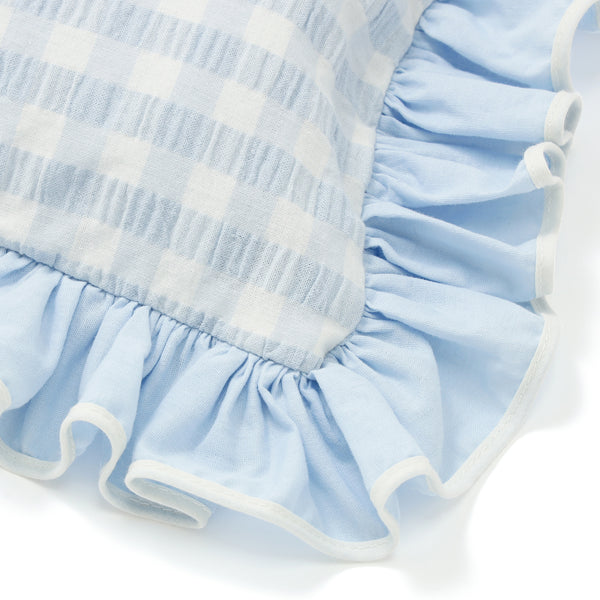 フリルチェックポータブルスロー 1400×1000 ブルー