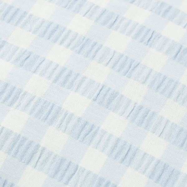 フリルチェックポータブルスロー 1400×1000 ブルー