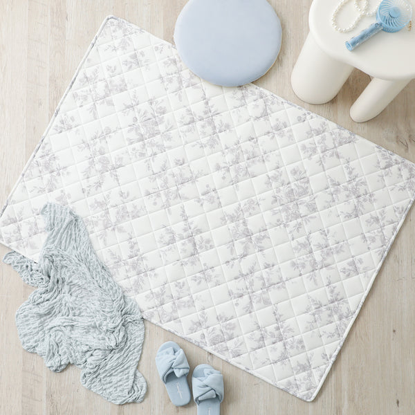 【オンラインショップ限定】ひんやり キルトラグ クラシックフラワー M 1850×1300 グレー