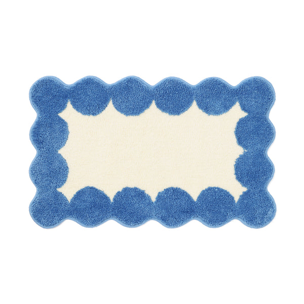 ドットフレーム マット 830×520 アイボリー×ライトブルー | Francfranc