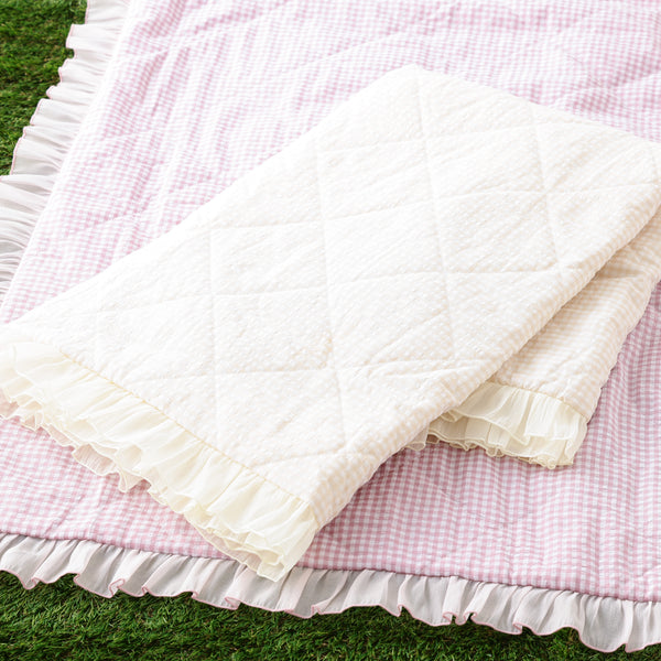 チェックフリル レジャーシート 1400×1000 ピンク