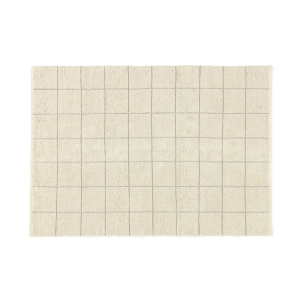 ブークレ ウィンドウペン コットンラグ M 2000×1400 アイボリー×グレー