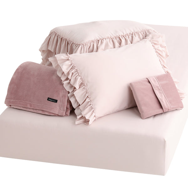 【オンラインショップ限定】かんたん寝具セット プラス フリル セミダブル ピンク