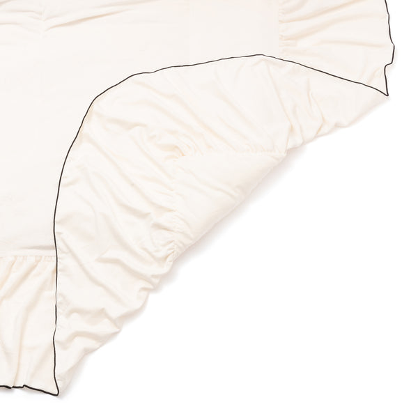 WARMY アルガンオイル加工 フリル ベッドパッド セミダブル ホワイト