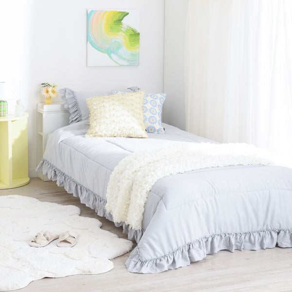 オンラインショップ限定】かんたん寝具セット フリル ダブル グレー