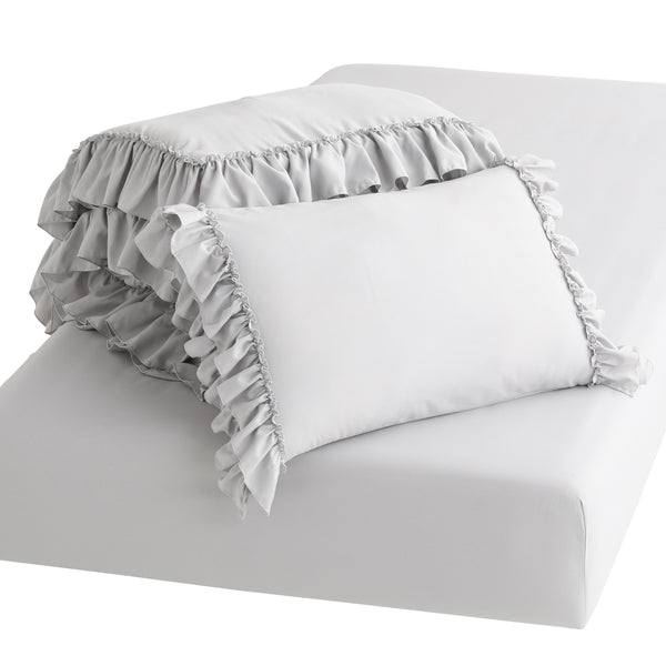 オンラインショップ限定】かんたん寝具セット フリル ダブル グレー